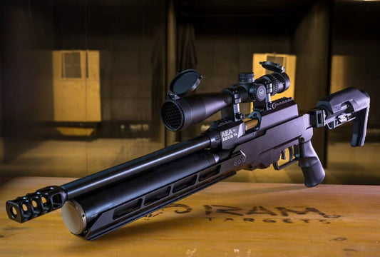 AEA_BnTac black Airgun Zeus  PCP on wooden table