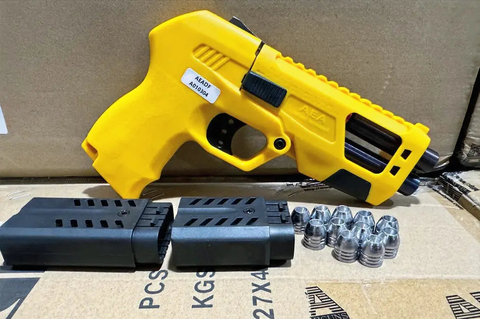 BinTac AEA  Defender PCP Airgun  yellow with short and long Extension and  pellets 