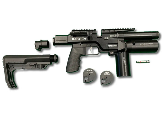 BinTac T9 PCP Airgun with folding rear stoch and 2 Mags